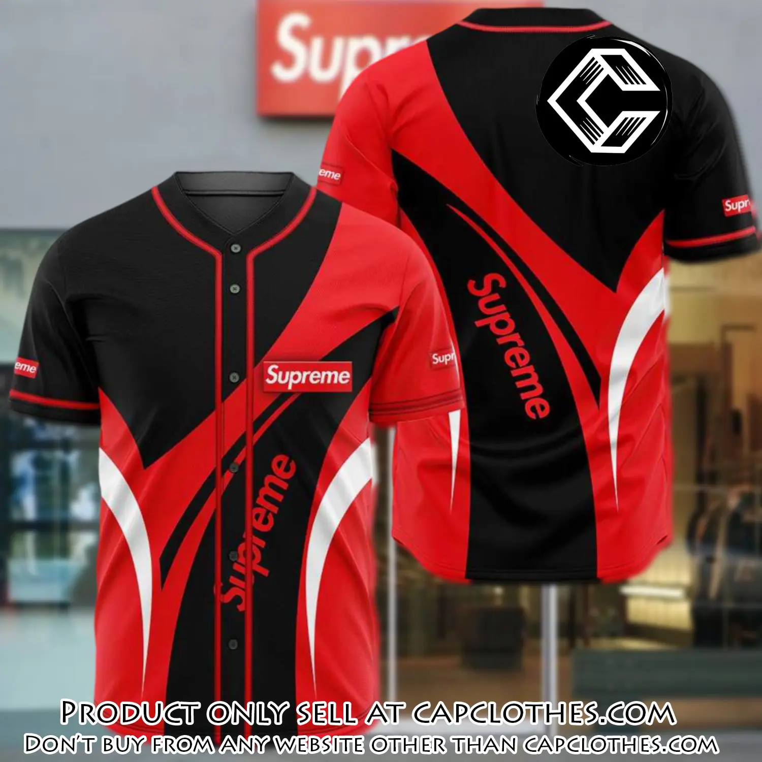 Supreme black red baseball jersey shirt luxury bjs1238 cc4155418